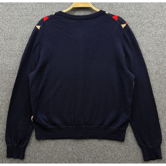 J Crew Sweater Womens XL Blue Jackie Cardigan Argyle Merino Wool Lightweight NWT - Picture 4 of 11